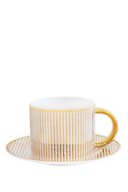 Pinstripe Teacup & Saucer Ivory